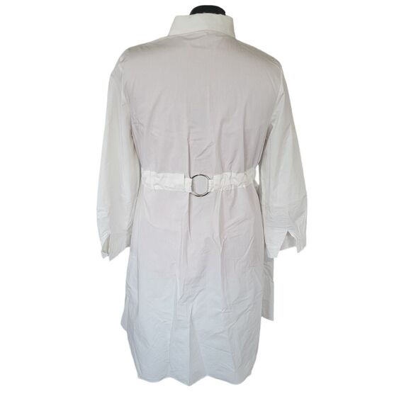 Madison white lightweight button front midi dress, roll tab sleeves, size m* - Picture 2 of 5